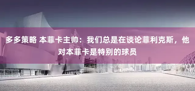 多多策略 本菲卡主帅：我们总是在谈论菲利克斯，他对本菲卡是特别的球员