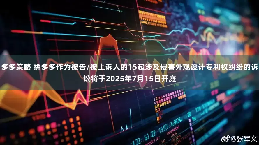 多多策略 拼多多作为被告/被上诉人的15起涉及侵害外观设计专利权纠纷的诉讼将于2025年7月15日开庭